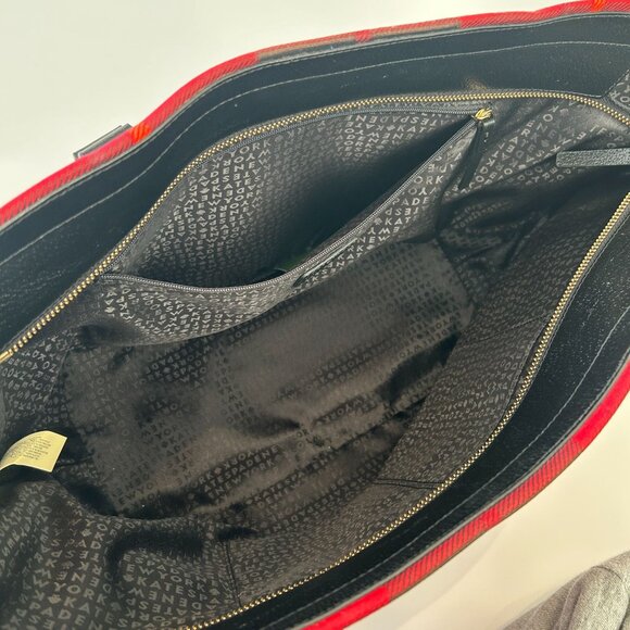 NWOT Kate Spade New York Medium Harmony Plaid Tote Bag With Black Leather Bottom - Picture 5 of 13